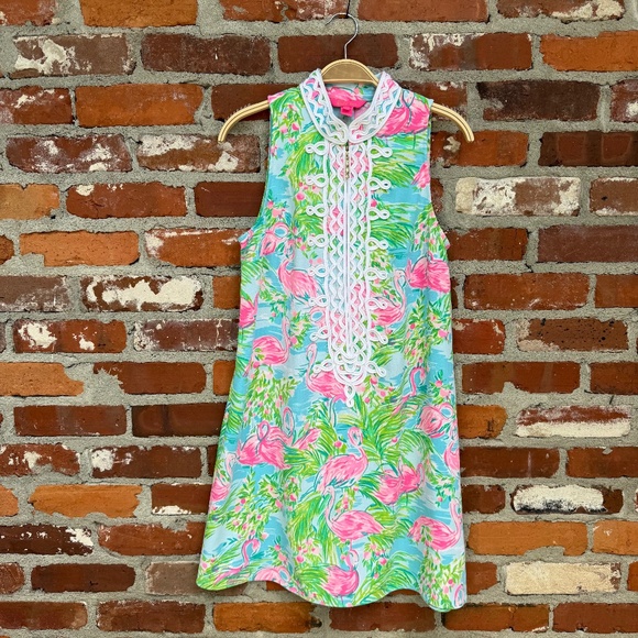 Lilly Pulitzer Jane Shift Dress Floridita Pink Flamingo Print Size 2 - Picture 2 of 8